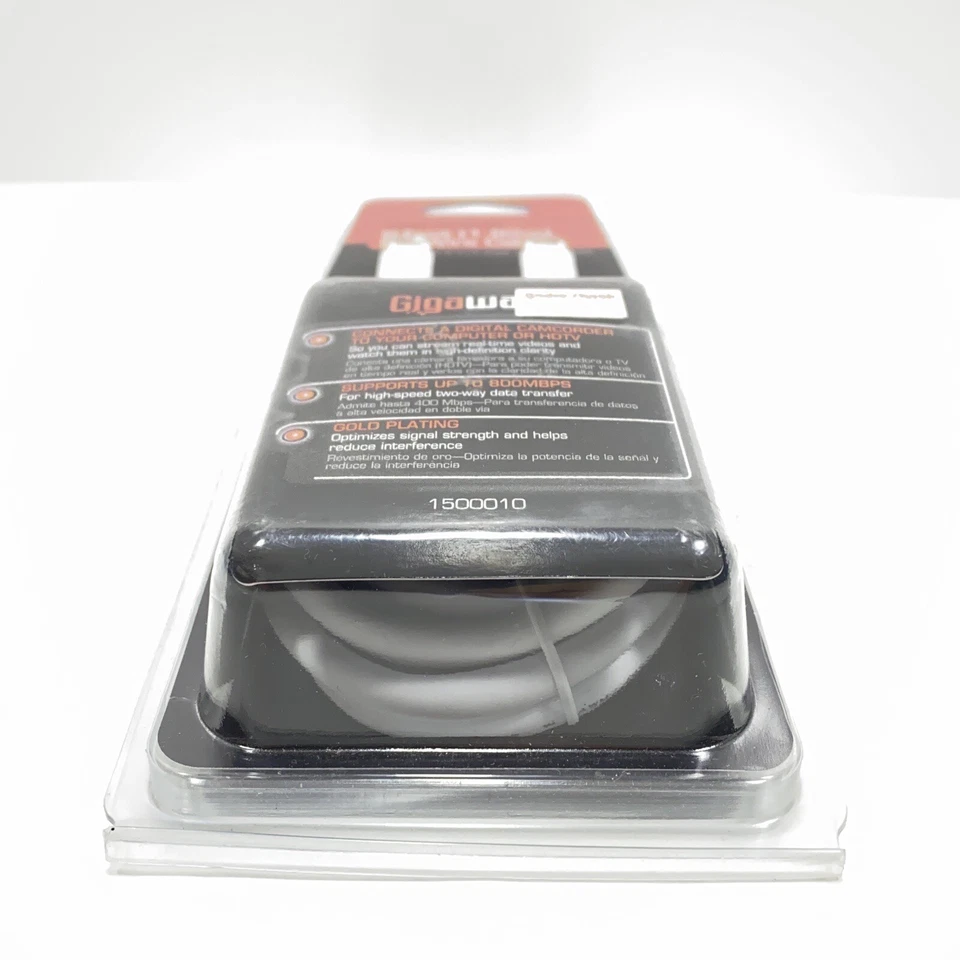 RadioShack GIGAWARE 6 FOOT FIREWIRE CABLE 9-PIN TO 9-PIN 1500010 - Image 2 of 4