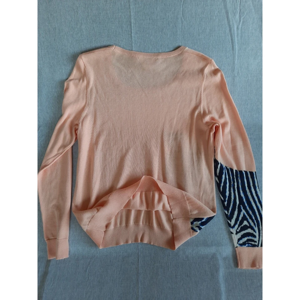 Suéter de punto elástico con estampado de ganchillo XL HWR para mujer cuello redondo algodón Foto 4 de 4