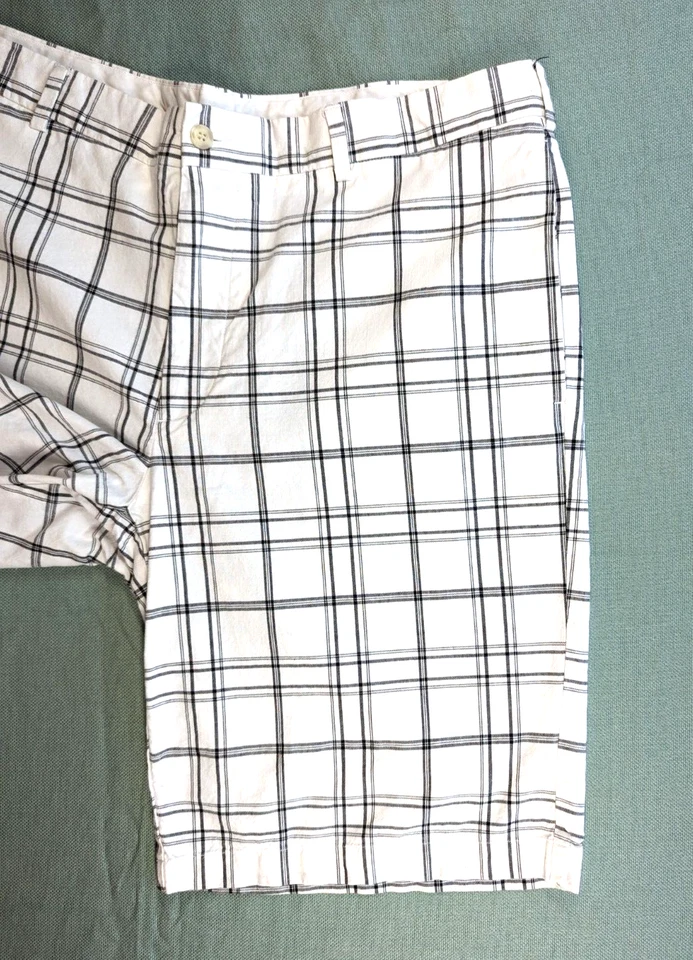 Pantalones cortos de golf Grand Slam para hombre talla 38 blancos negros a cuadros 100 % algodón entrepierna de 10,5" Foto 3 de 4