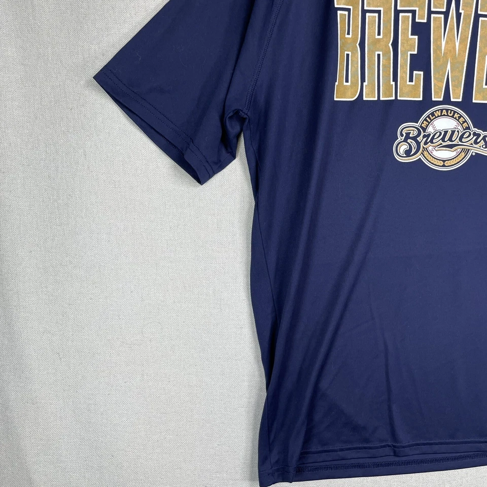 Milwaukee Brewers T-Shirt Under Armour HeatGear Mens Large Blue Loose Fit CU23 - Image 3 of 4