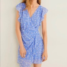 Mango Ditsy Daisy Floral Chiffon Summer Dress Size 8