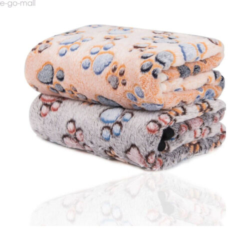 2 Pack Pet Blanket Paw Print Cushion Kennel Small Dog Cat Bed Soft Warm Mat - Picture 5 of 30