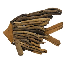 Driftwood Freestanding Angel Fish Handcrafted Home Decor Beach Coastal Theme 12"