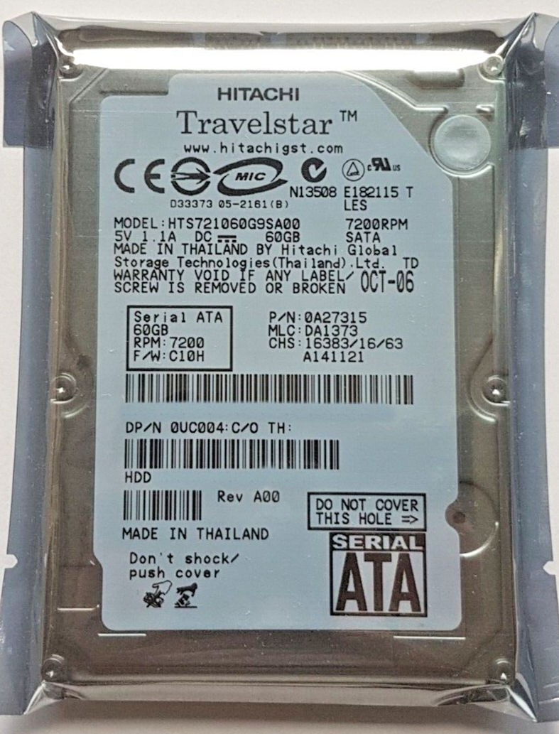 60GB SATA Hitachi Travelstar HTS721060G9SA00 7200rpm 8MB 2.5