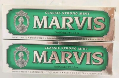 2 Tubes Marvis Classic Strong Mint Toothpaste 75ml / 3.8 Oz NEW In Box