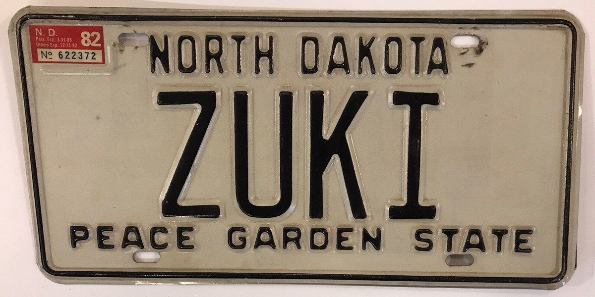 Vanity ZUKI SUZUKI license plate Moon Japan Motorcycle Samurai