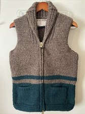 Filson Rare Women’s Cowichan Wool Vest Small S Hand Knit Zipper Canada Limited