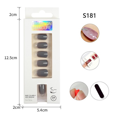 Nails Art Fake Nail Wearable Nails Solid Colored False Nails Detachable ╲ - Picture 14 of 19