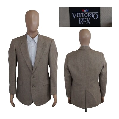 Vittorio Rex England Two Button Tweed Barleycorn Wool Silk Linen Sport Coat 40R
