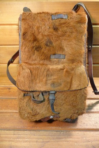 Vintage Schweizer Armee Militär Ponyfell Rucksack Tornister Rucksack Frick Bern28 43