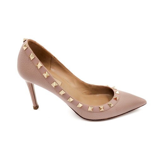 Valentino Garavani Rockstud Pink Leather Pointed Toe Pumps Heels EU 37.5