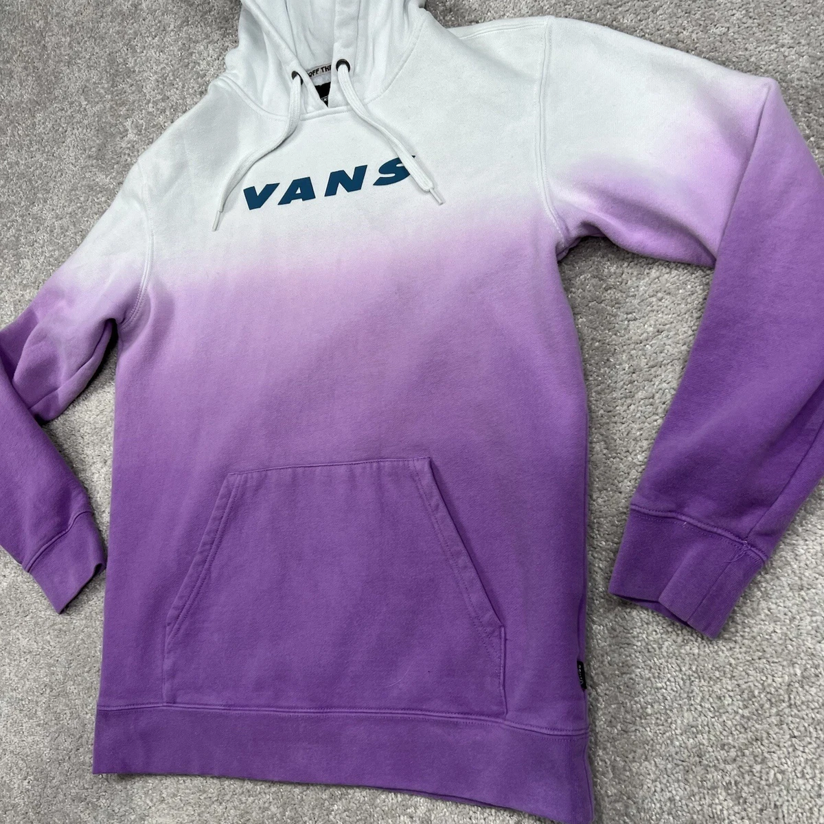 VANS Hoodie Adult Small Ltd Off The Wall Hi Point Purple White Dip Dyed Ombr