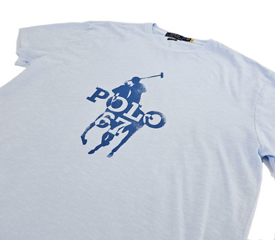 Polo Ralph Lauren RL67 Big Pony SS T-shirt Mens Size MEDIUM M Light Blue NEW
