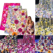 Embroidery Fabric Flower DIY Evening Dress Three-Dimensional Mesh Lace