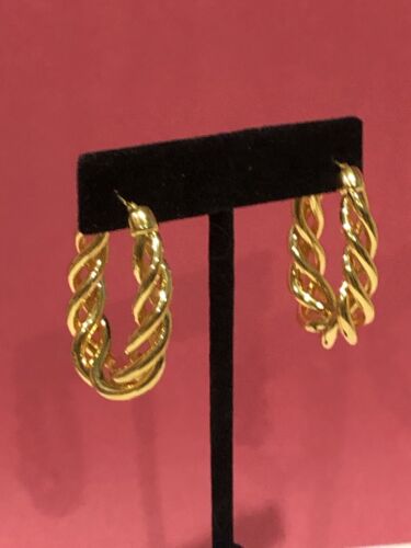 14k Gold Spiral Hoops Stunning 3/4” Inch Wide 1.5” Inch Length/Gorgeous
