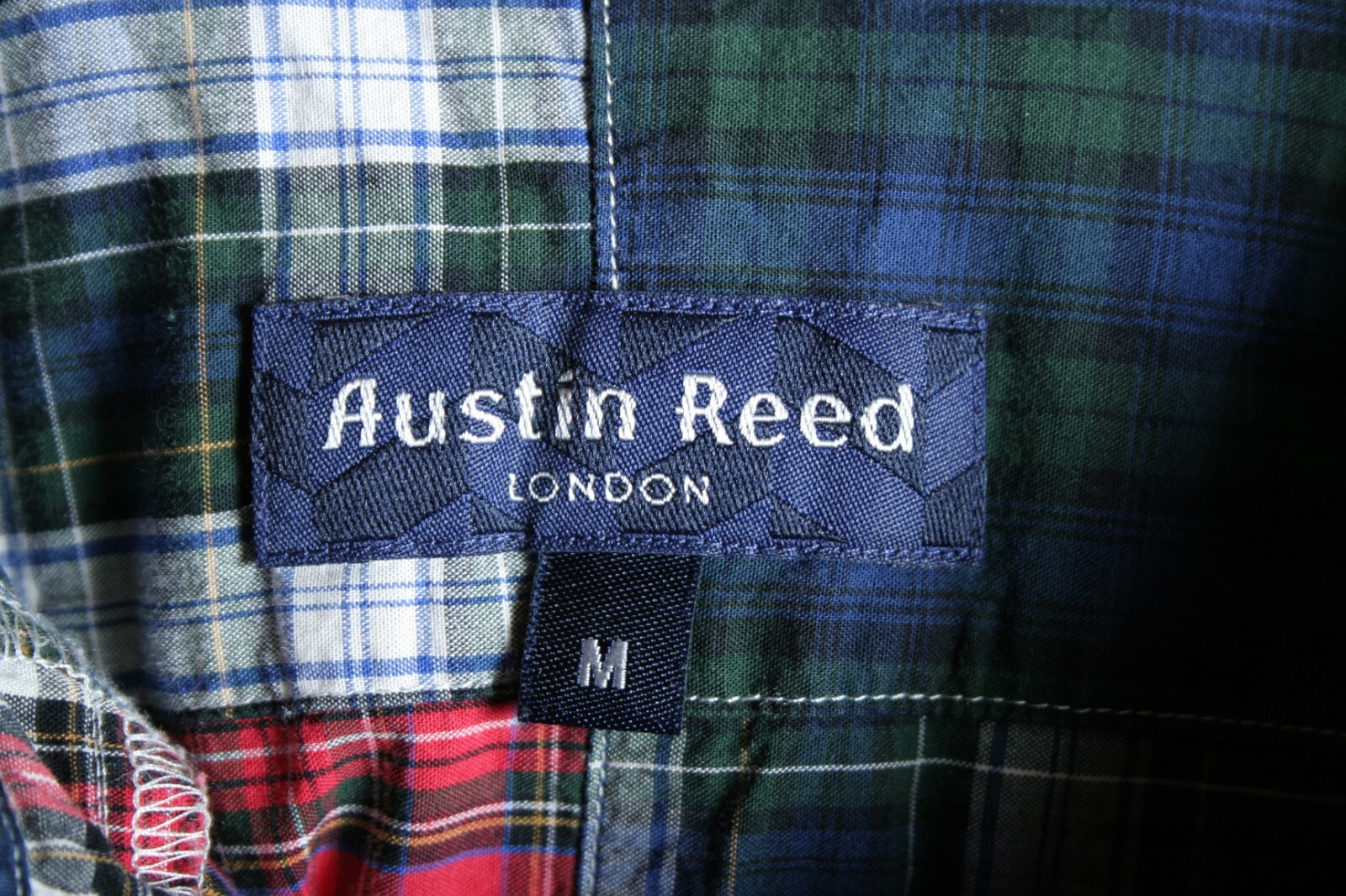 AUSTIN REED Patchwork Plaid Button Front Shirt Sz… - image 5