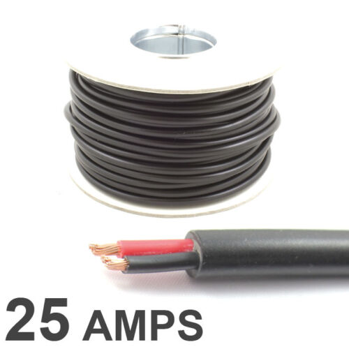 Round Twin 2 Core Cable 12v 24v Thin Wall Wire 25 AMP Rated 2mm² 10M 30M 100M - Bild 1 von 4