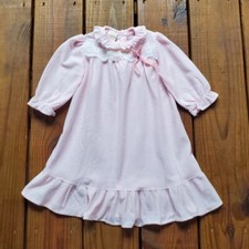 Vintage 80's Healthtex baby toddler 12 month pink prairie night gown