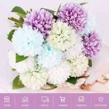 Lot Artificial Flowers Fake Chrysanthemums Ball Flower Home Outdoor Floral Decor