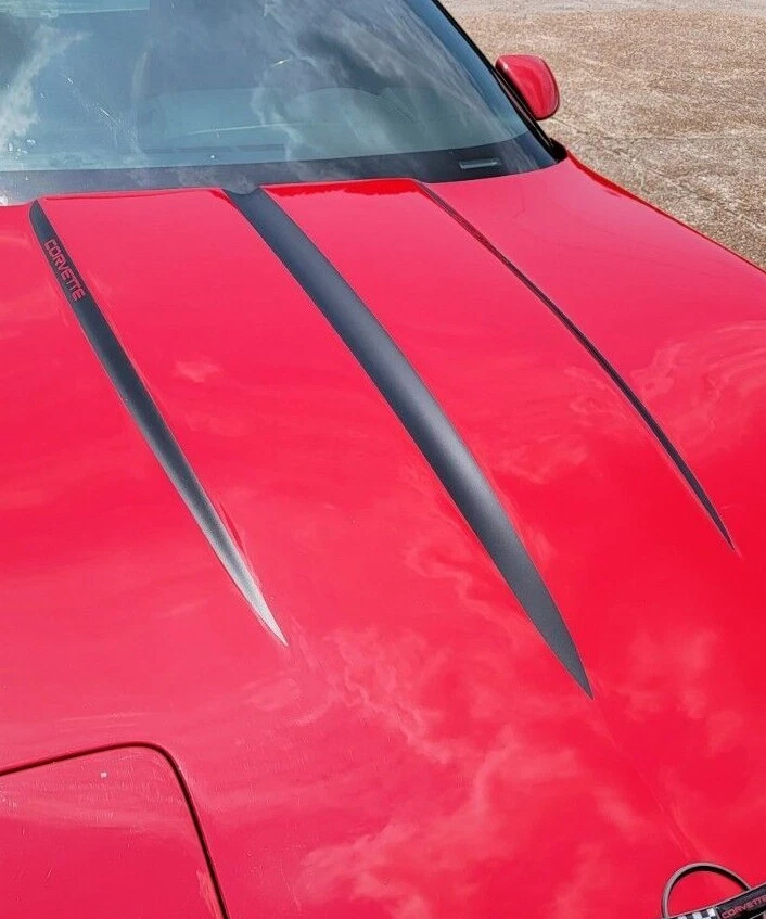 ПОЛОСКИ КАПОТА для CORVETTE 1984-1996 подходит для всех C4 3 полоски комплект STINGRAY стиль - Изображение 3 из 4