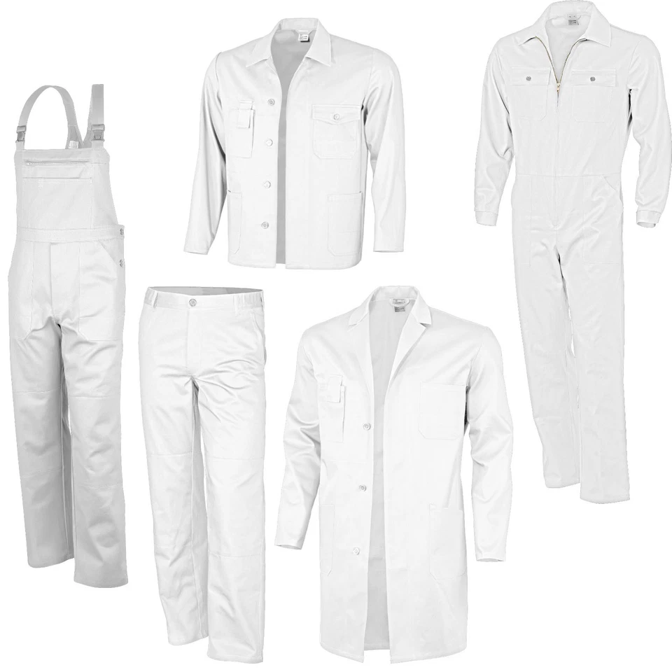 Arbeitshose Arbeitslatzhose Arbeitsjacke Overall Berufsmantel Malerhose weiß 240 - Bild 1 von 1