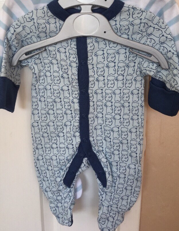 Early Baby Set 3 Blue And White Babygrows Up To 5 Lbs image 3