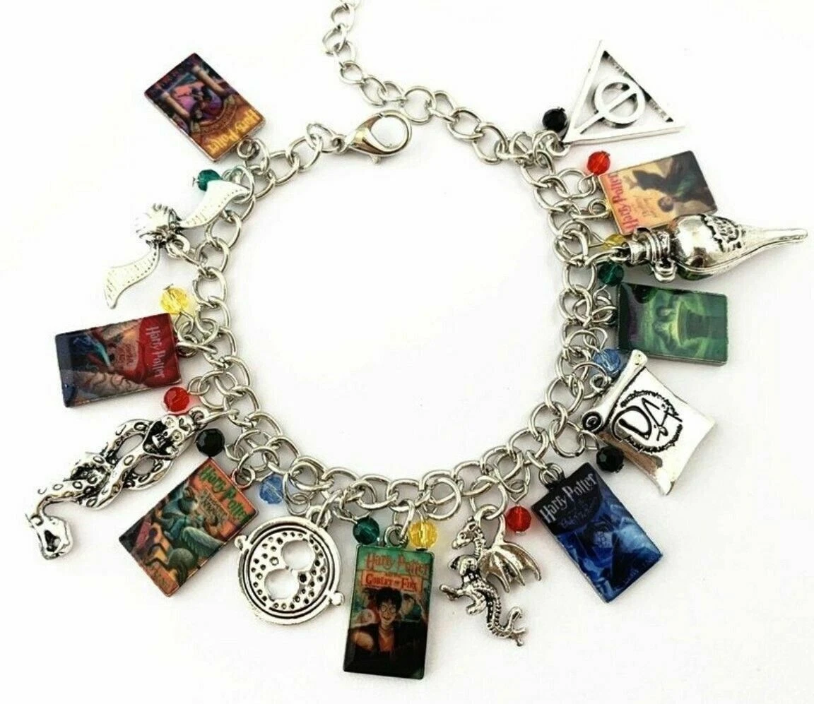 Harry Potter Books Themed Multicharm Metal Charm Bracelet