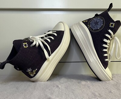 Converse Move Platform High Shoes Blue w/ Lilac Canvas Casual (Women's 7)