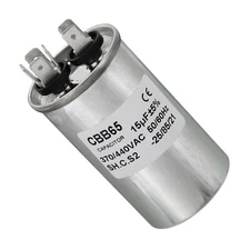 CBB65 15uF Run Capacitor 15mfd AC 370V / 440V Aluminum Case with 2 Terminal