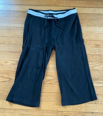 VITAL CAPRI FITNESS PANTS  BLACK WITH WHITE BAND  SIZE L