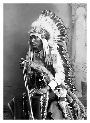 CHIEF GUIPAGO LONE WOLF KIOWA NATIVE AMERICAN CHIEF 5X7 B&W PHOTO