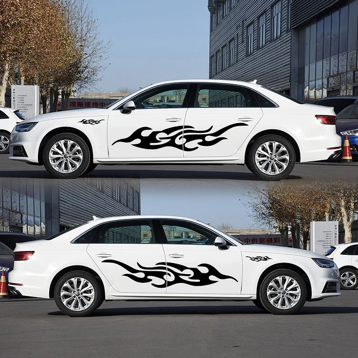 Juego de calcomanías adhesivas de coche pegatina de llama de fuego puerta lateral camión parachoques ventana giratoria Foto 3 de 4