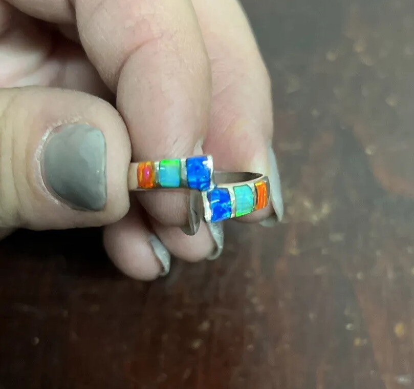 950 silver  multi stone mexican ring - image 2