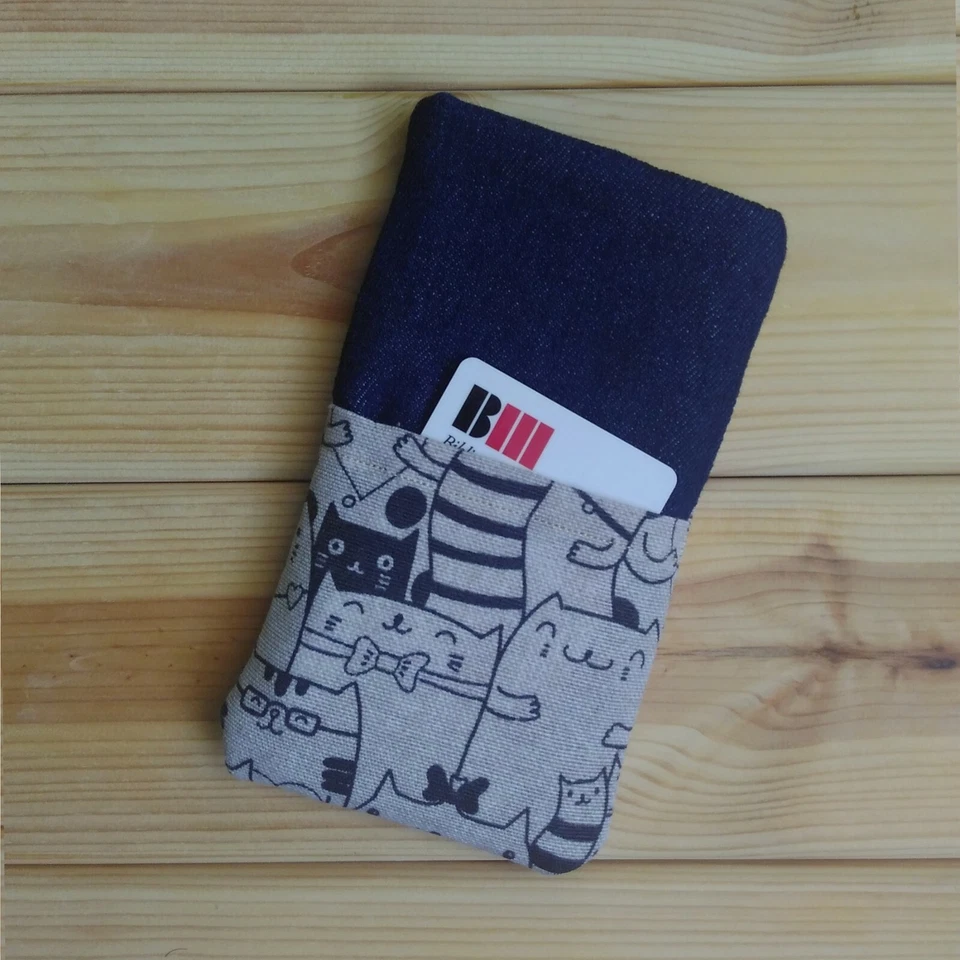 FOR FAIRPHONE 4 / 3+ / 3 HANDMADE PHONE CASE FABRIC SMALL POCKET CATS - Image 3 of 4