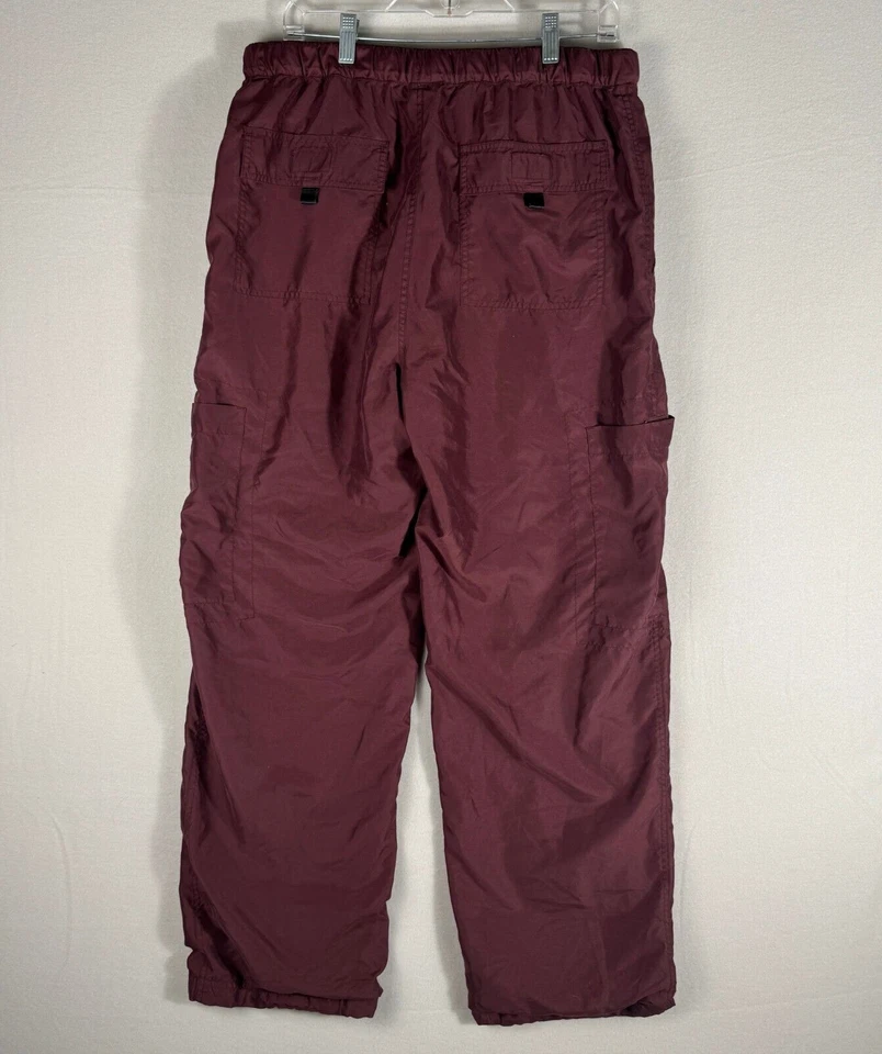 Vintage Old Navy Pants Mens L Baggy Y2K Cargo Burgundy Ski Fleece Lined Skater - Image 2 of 4
