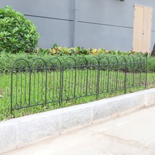 Set of 5 Decorative Garden Fence Plant Trellis Barrier Panels w/ Connection Hook