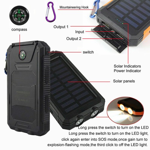 Solar Batería USB Cargador Portátil para Móviles |
