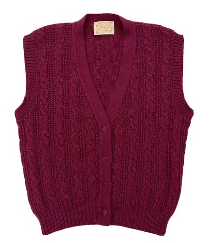 De Colección Pendleton Wool Cable De punto Suéter Cardigan Talla Grande Sin  Mangas Chaleco Púrpura | eBay