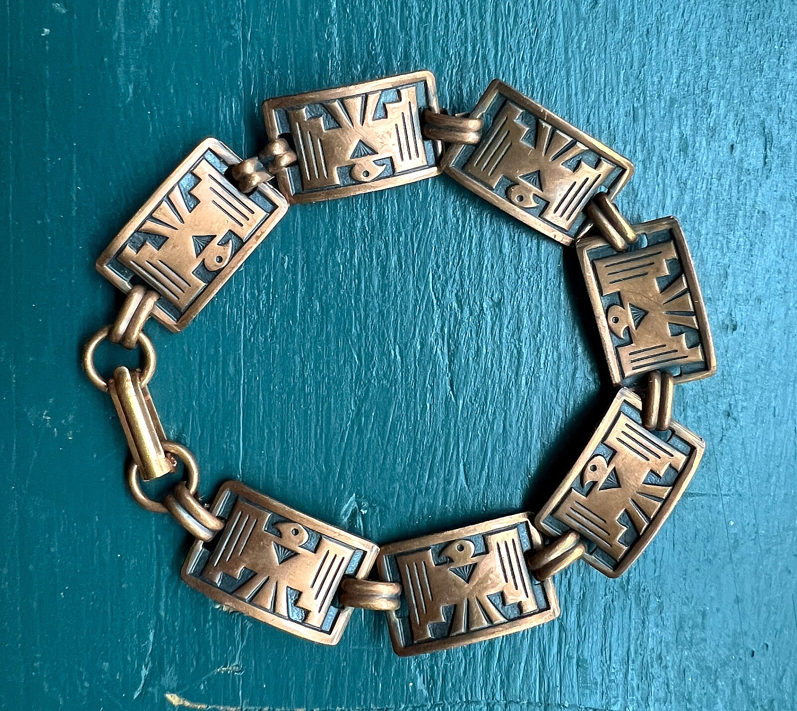 VTG Solid Copper Eagle Thunderbird  Panel Bracele… - image 1