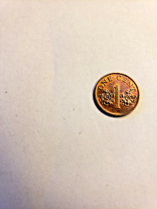 ONE CENT COINS: 1992 Singapore / Singapura Twenty / 1 Cents Coin Rain ball