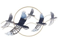 Wanddekoration VöGel Metall Gold / Blau Einteilig Handgemacht Modern Tellurium