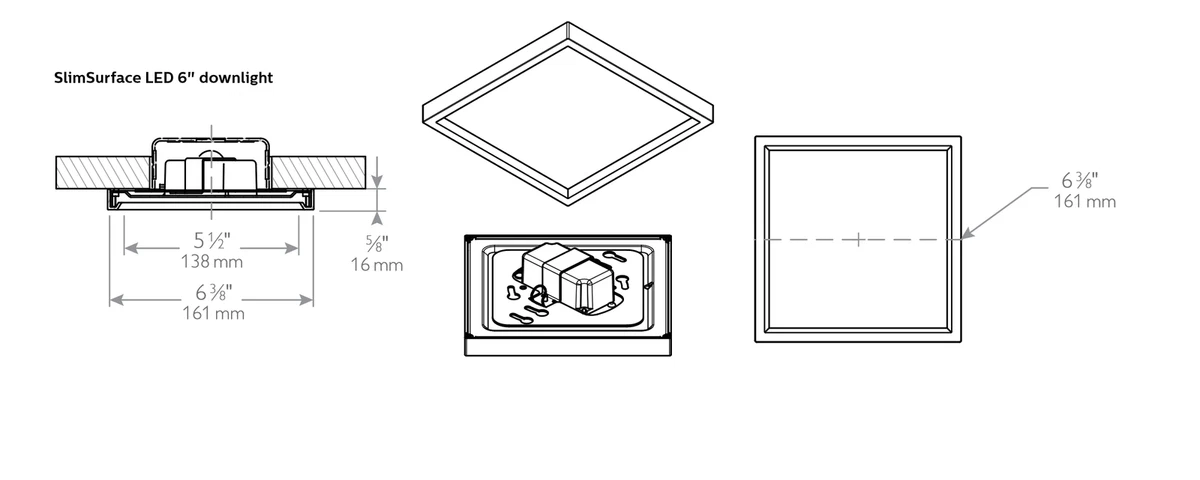 Lightolier S6S830K10AL SlimSurface LED Surface Mount Light Fixture 6 inch