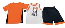 BODY GLOVE OUTFIT SET 3 PCS BOYS TOP SHIRT SHORTS SZ L-14 ORANGE BLUE NEW