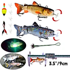 Electric Fishing Lures 3.5" USB Rechargeable LED Light Bait Robotic Crankbait