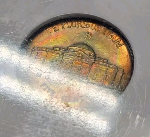1944 D Jefferson War Nickel NGC MS67 Rainbow Toned Old Holder Incredibe Toning - Picture 8 of 12