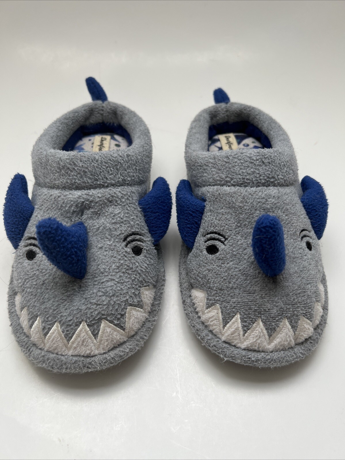 SAOLA Pantofole per bambini taglia 13 1 SHARK Dearfoams suola in gomma battistrada antiscivolo grigio blu