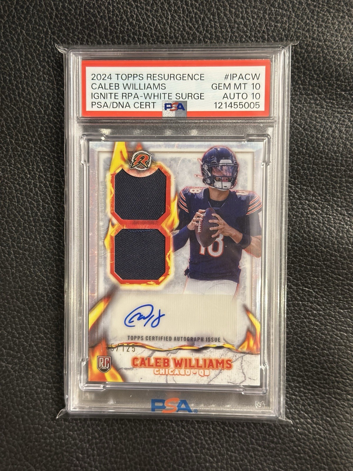 Caleb Williams Topps Resurgence Ignite Rookie Patch Autographs #IPACW White Surge