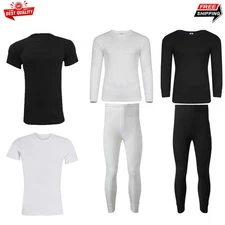Mens Thermal Long Johns Top Bottom Underwear Set Full Half Sleeve TShirt Trouser