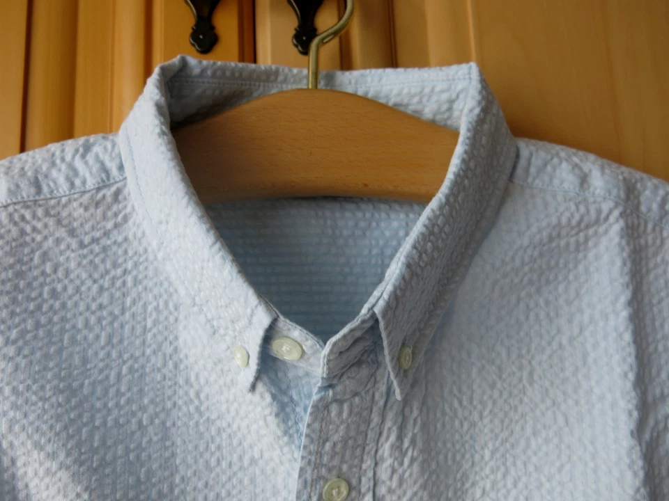 hellblaues Seersucker Herren Oberhemd Kurzarm, Größe XL von Cotton TRADERS - Bild 4 von 4