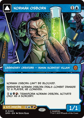 x1 Norman Osborn // Green Goblin SPM MTG 220 SHOWCASE BORDERLESS MYTHIC M/NM 1x